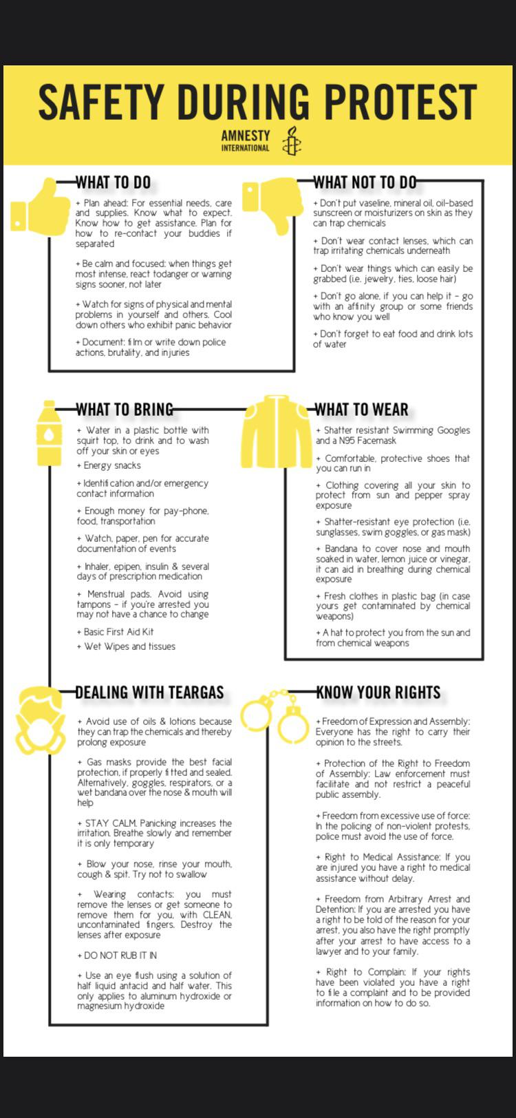 A brief look at some basic protesting tips but always make sure you and your team are prepared for the unexpected as well as thoroughly research the nature of the environment you might find yourself in.
